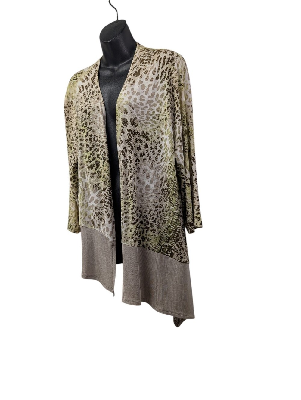 Travelers by Chico's Animal Print Open Front Cardigan Size 3 XL High-low Hem - Picture 3 of 6